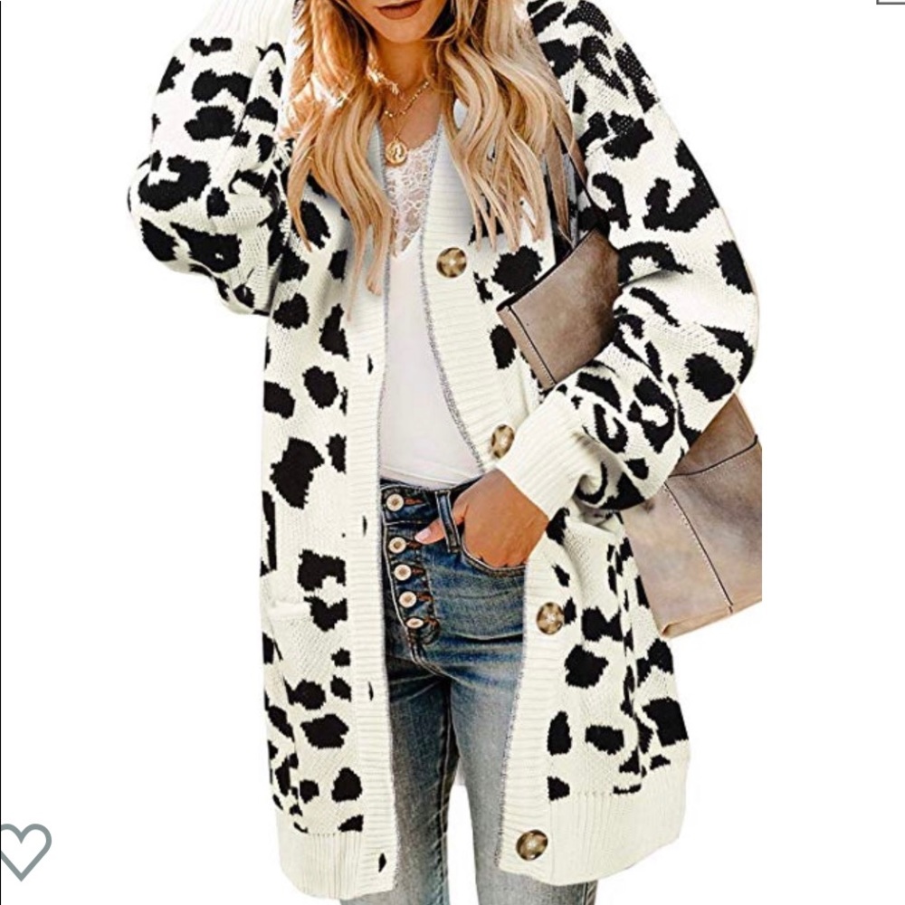 Leopard Print Oversized Chunky Cardigan